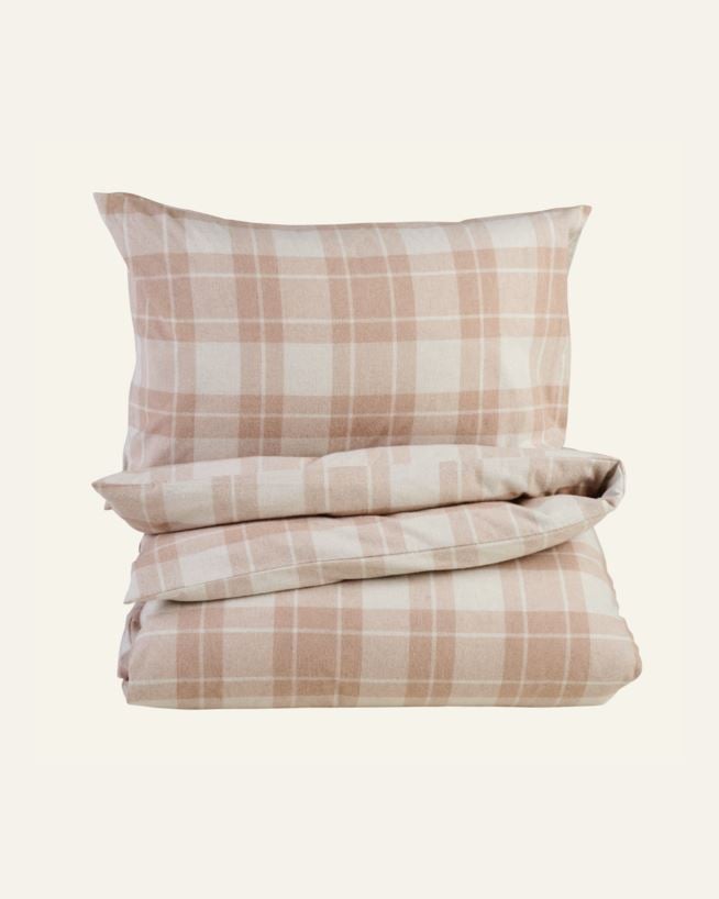 Garnfarget flanell sengesett sand - 200x220 cm sand - 1