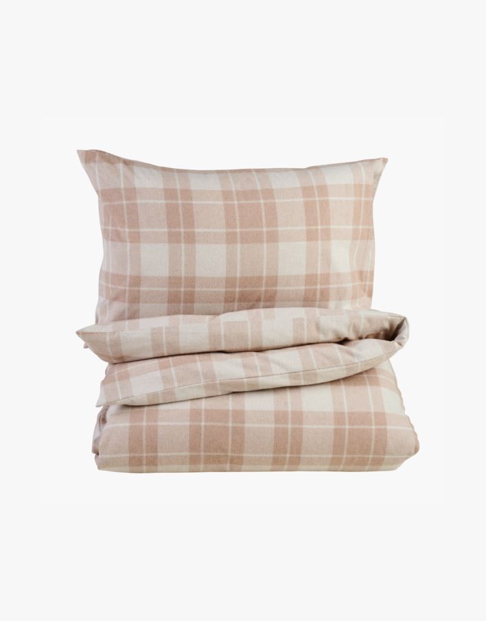 Garnfarget flanell sengesett sand - 200x220 cm sand - 1