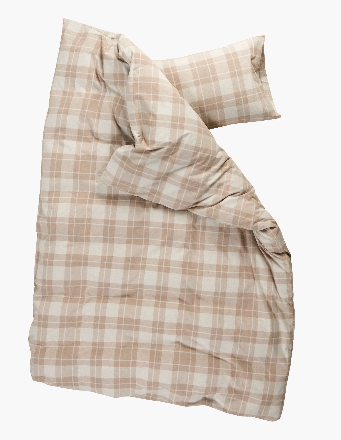 Garnfarget flanell sengesett sand - 2
