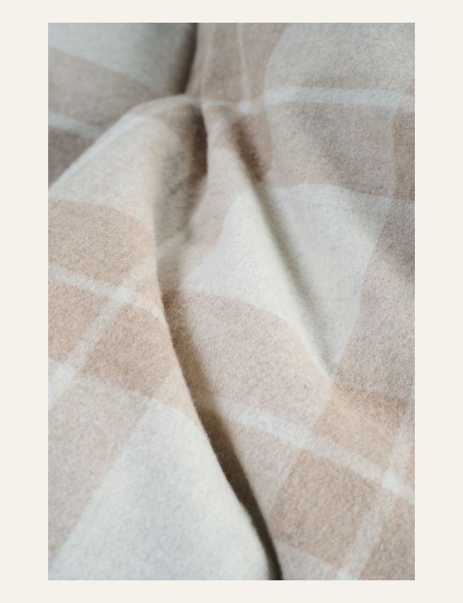 Garnfarget flanell sengesett sand - 3