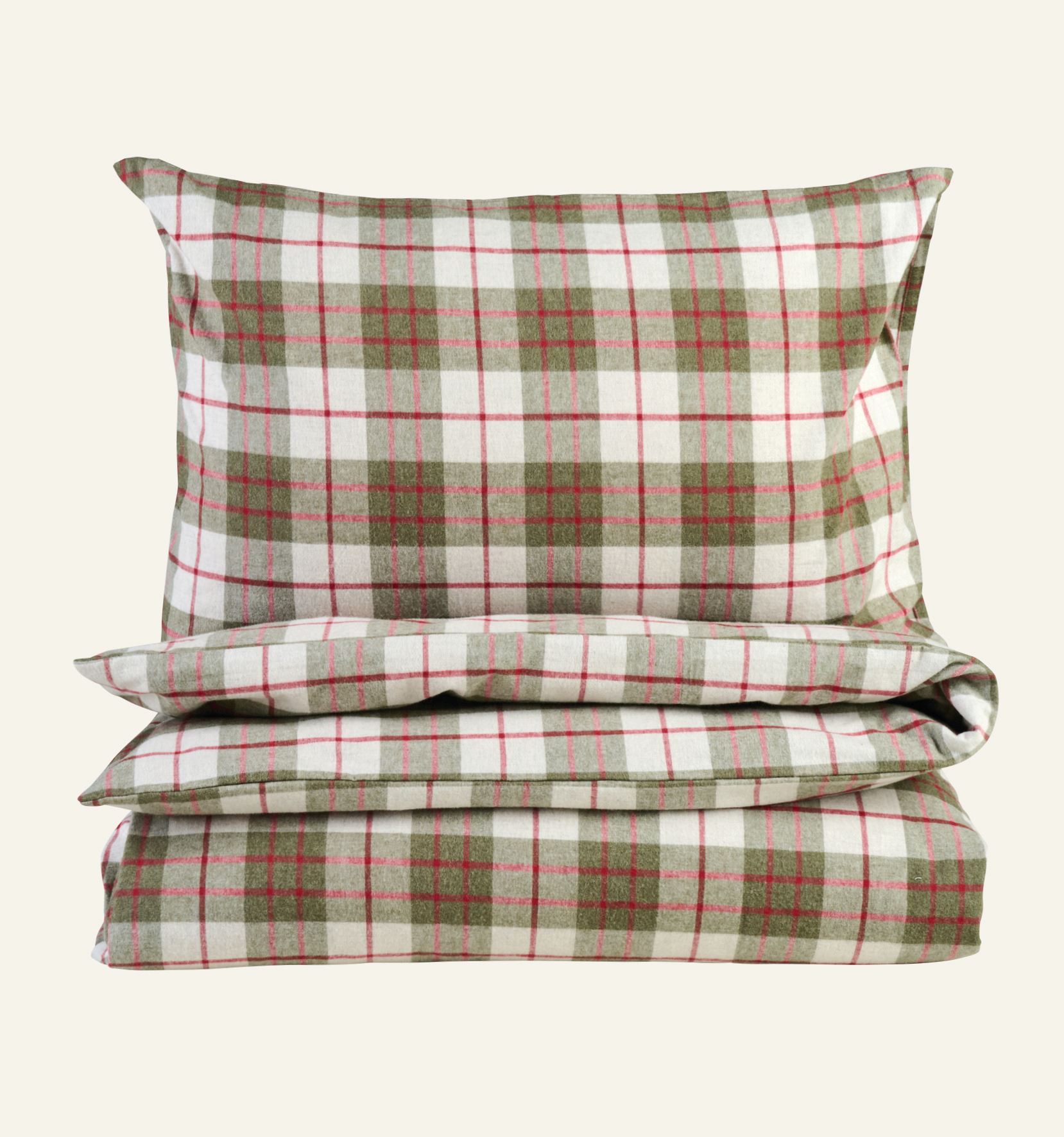 Garnfarget flanell sengesett multi rød - 140x200 cm multi rød - 1