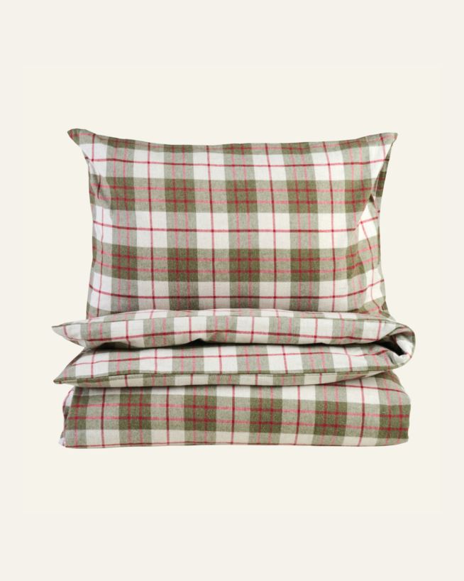 Garnfarget flanell sengesett multi rød - 140x200 cm multi rød - 1