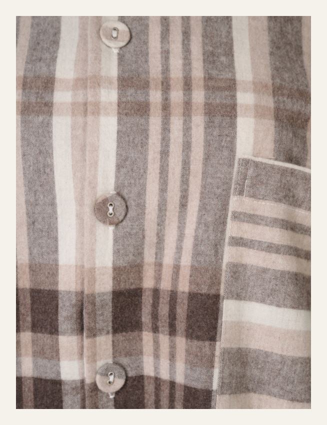 Garnfarget flanell pysjtopp brun - 2