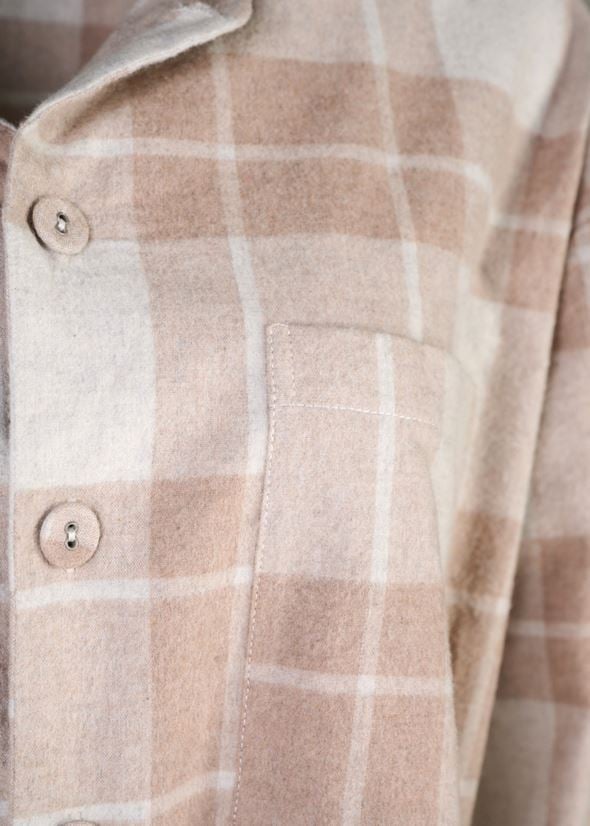 Garnfarget flanell pysjtopp sand - 2