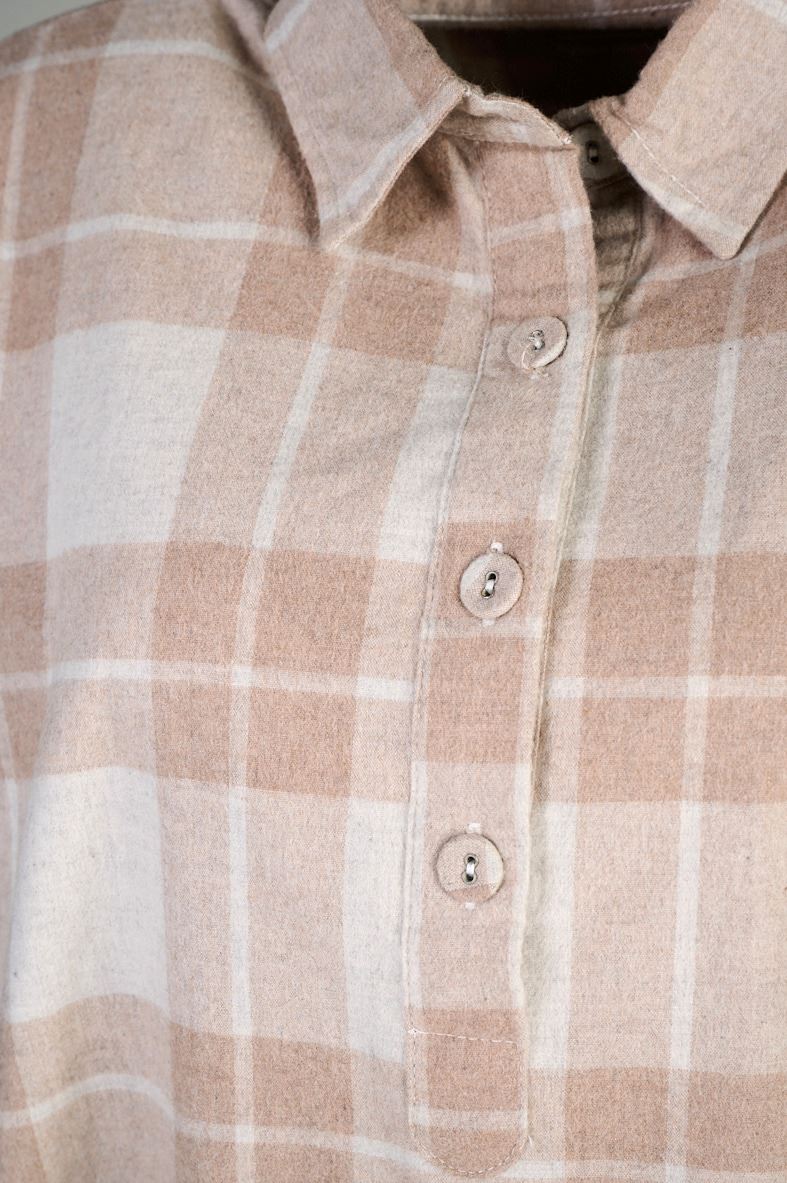 Garnfarget flanell nattskjorte sand - 2
