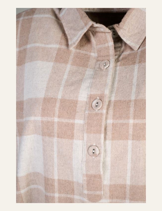 Garnfarget flanell nattskjorte sand - 2