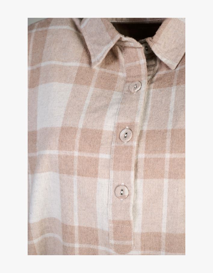 Garnfarget flanell nattskjorte sand - S/M sand - 1