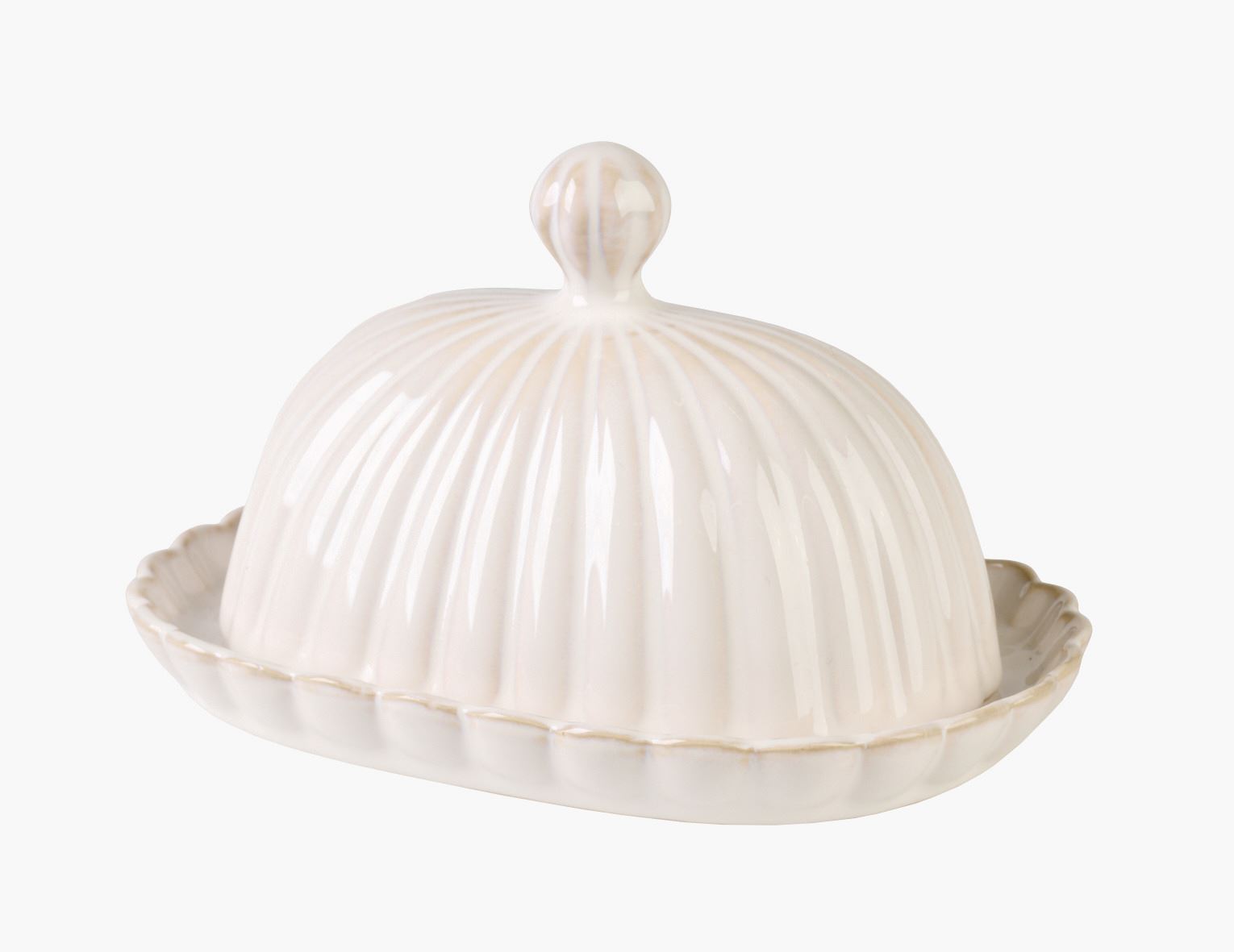 Smørfat m/lokk hvit - 18,5x13,5x10,5 cm hvit - 1