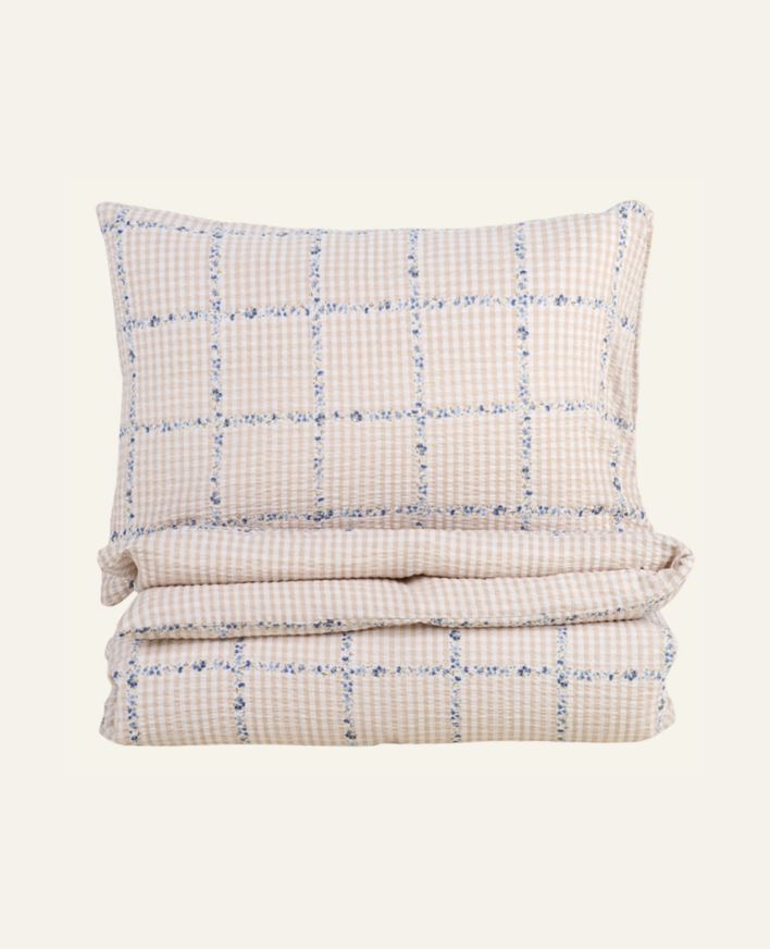 Krepp sengesett multi beige - 140x220 cm/50x70 cm multi beige - 1