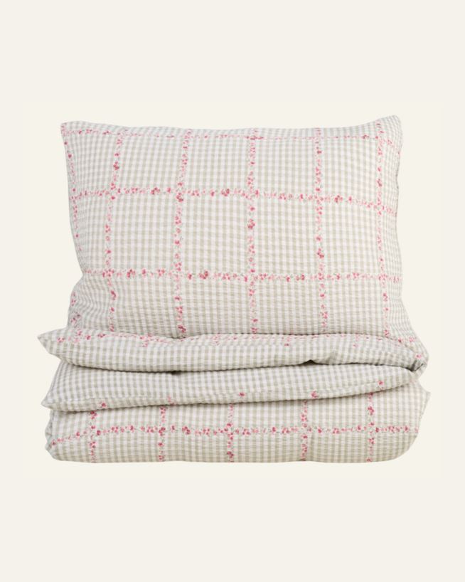 Krepp sengesett multi grønn - 140x200 cm/50x70 cm multi grønn - 1