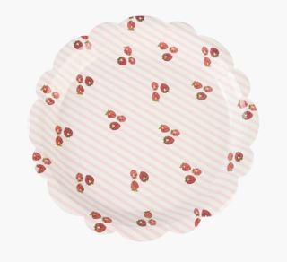 Kid Striped Strawberries Papptallerken 8pk Multi Blå ø22,5 cm