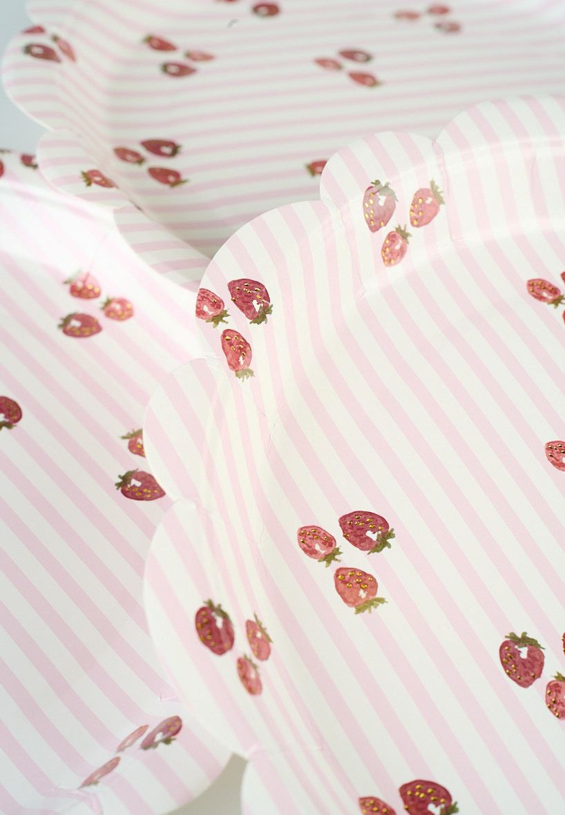 Papptallerken 8pk multi rosa - 2