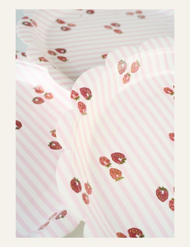 Papptallerken 8pk multi rosa - 2