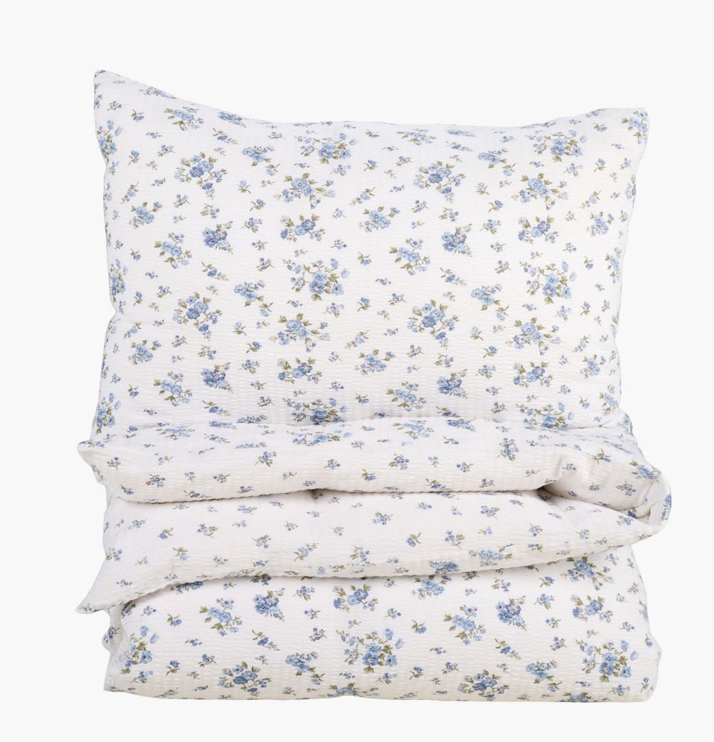 Krepp sengesett blå - 140x200 cm blå - 1