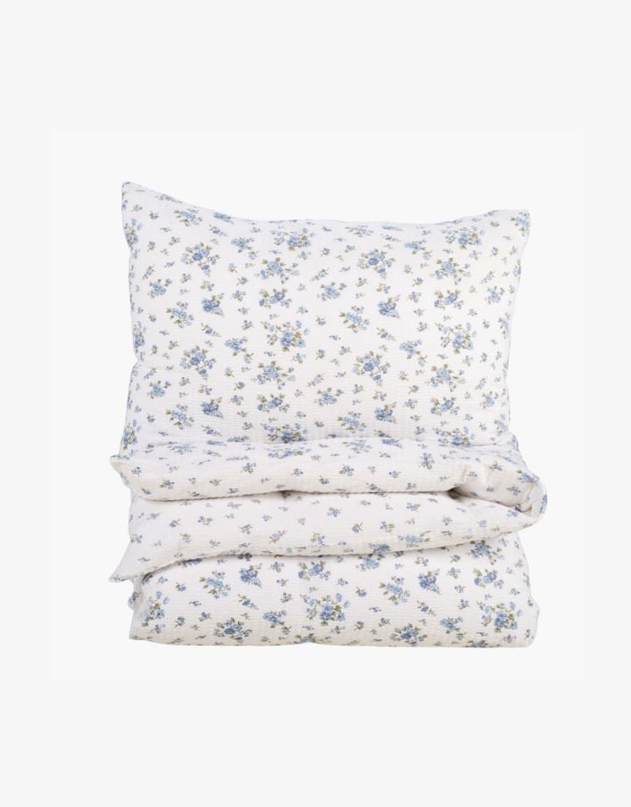 Krepp sengesett blå - 140x200 cm blå - 1