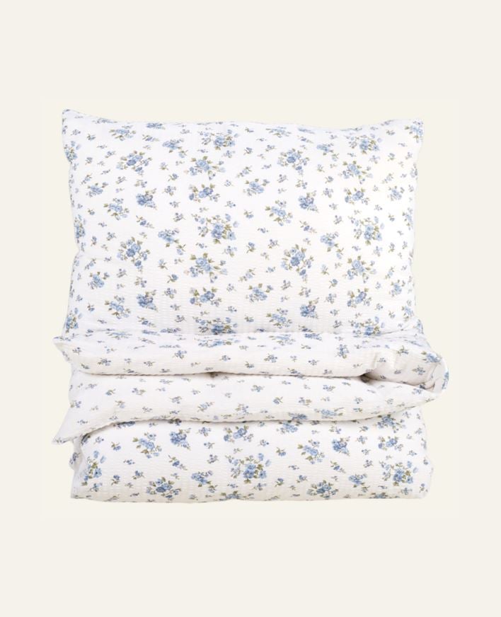 Krepp sengesett blå - 140x200 cm blå - 1