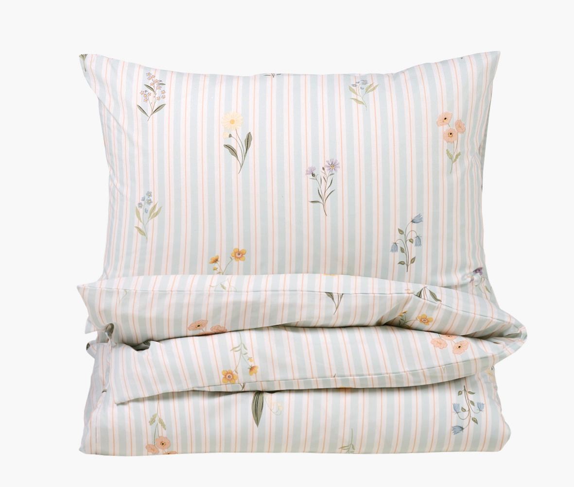 Bomull sengesett lys blå - 140x200 cm lys blå - 1