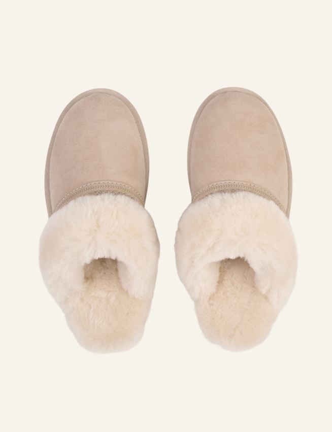 Skinntøfler lys beige - 2