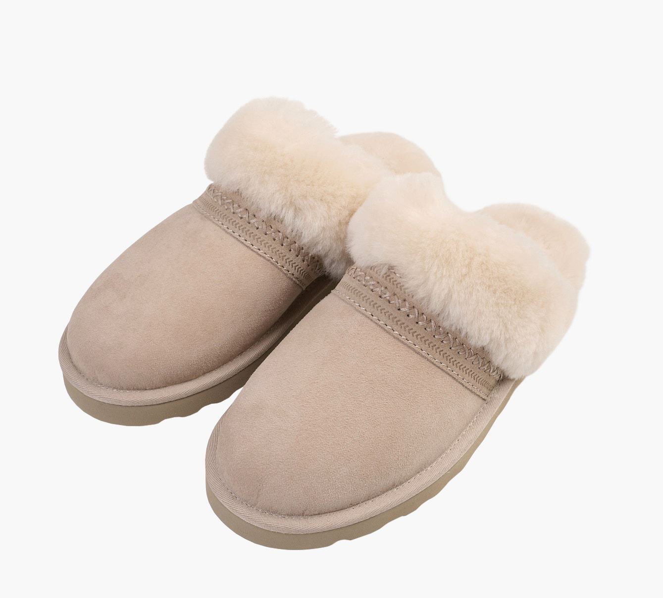 Skinntøfler lys beige - 2