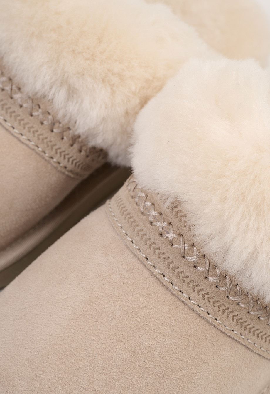 Skinntøfler lys beige - 3