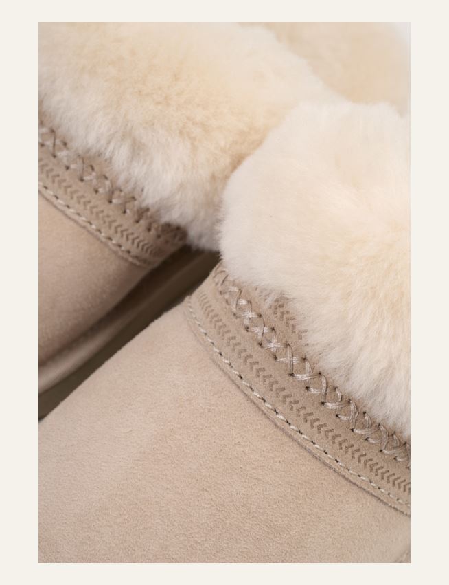 Skinntøfler lys beige - 3
