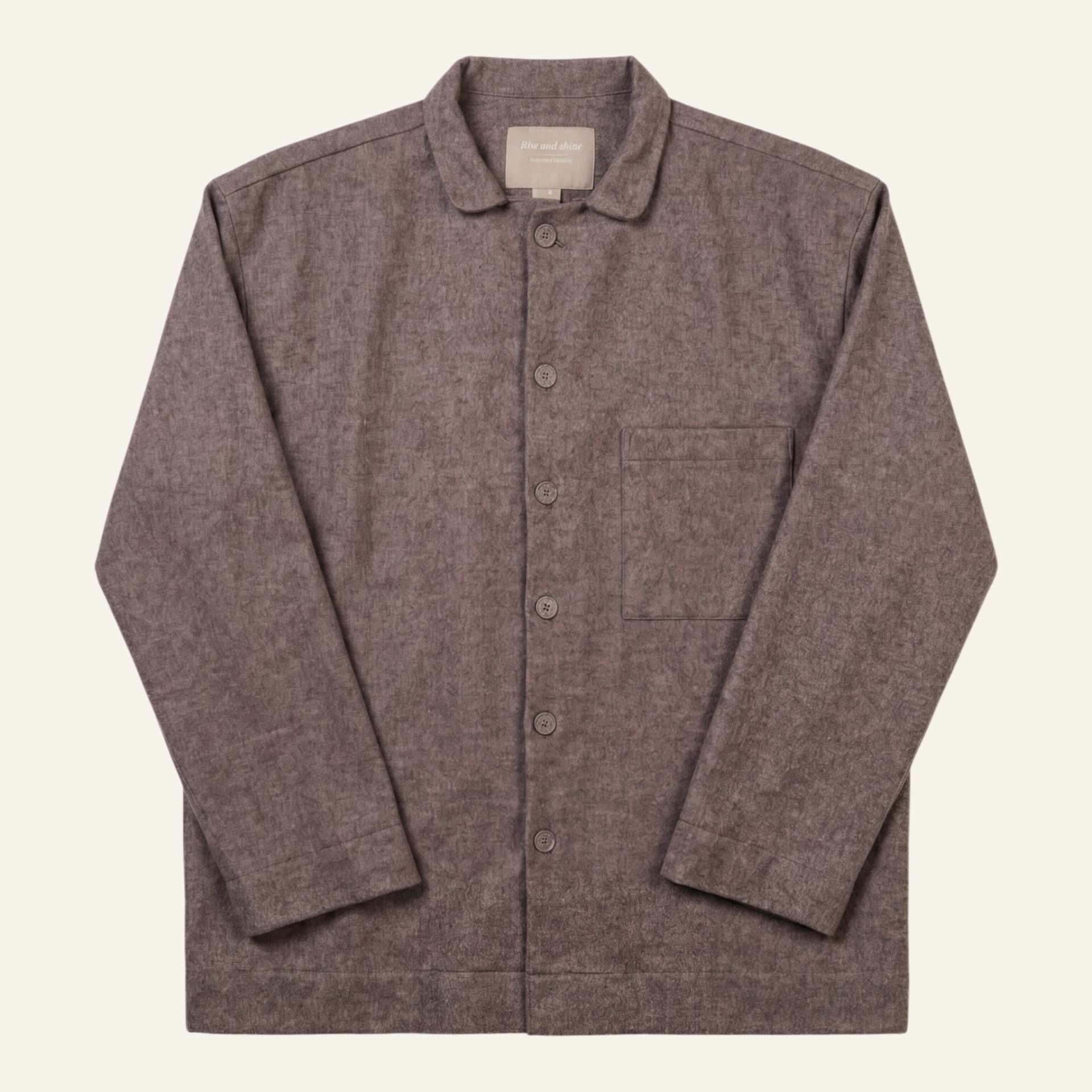 Garnfarget flanell pysjtopp brun - one size brun - 1