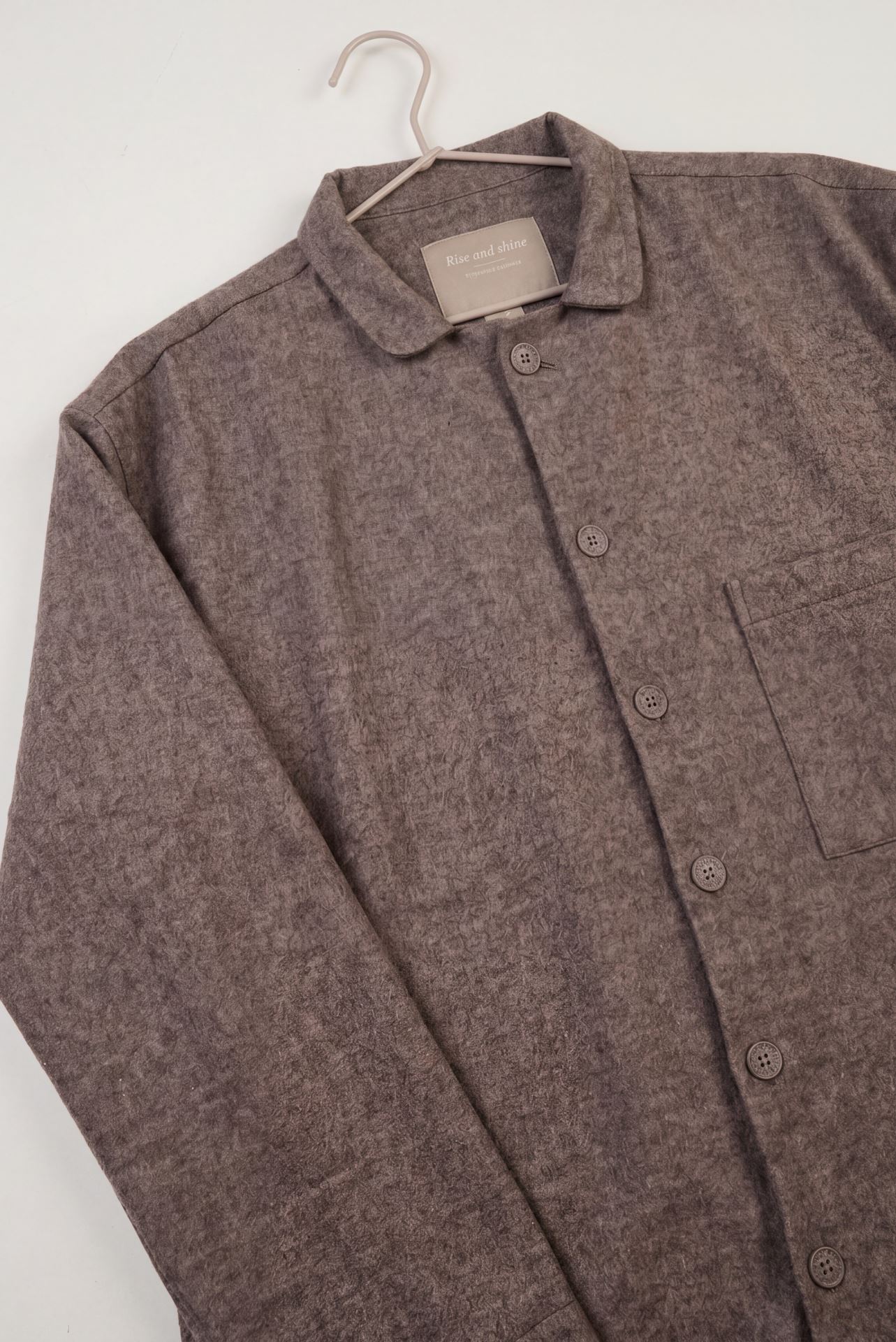 Garnfarget flanell pysjtopp brun - 2