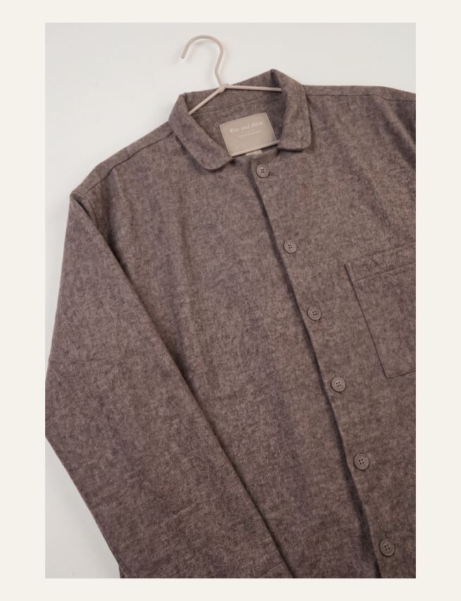 Garnfarget flanell pysjtopp brun - 2