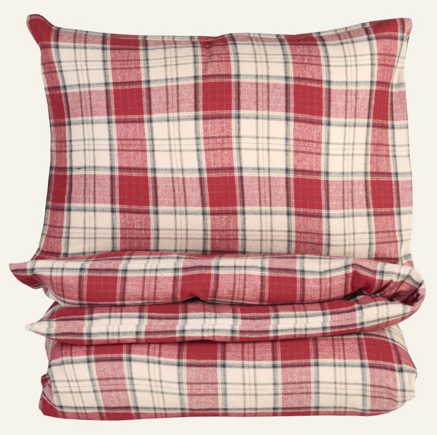 Garnfarget flanell sengesett multi rød - 200x220 cm multi rød - 1