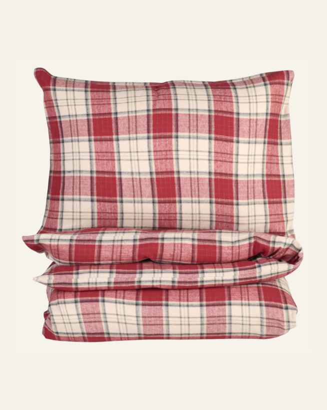 Garnfarget flanell sengesett multi rød - 200x220 cm multi rød - 1