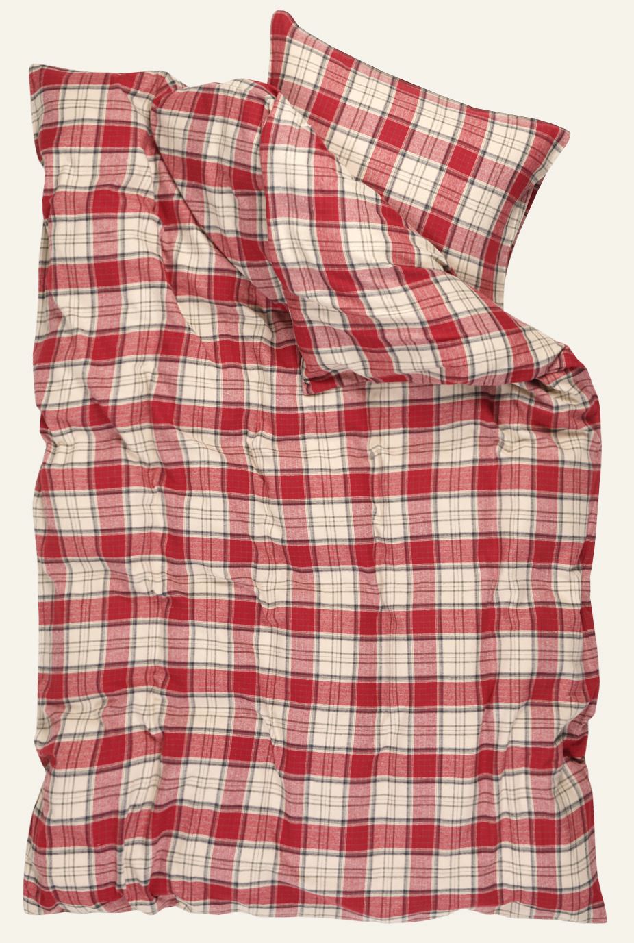 Garnfarget flanell sengesett multi rød - 3
