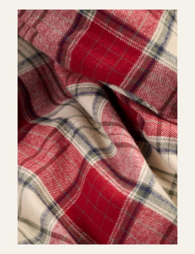Garnfarget flanell sengesett multi rød - 2