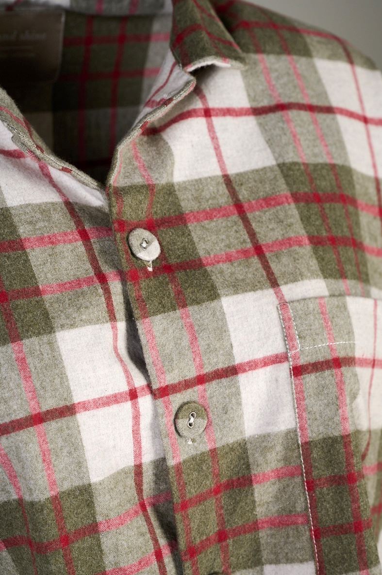 Garnfarget flanell pysjtopp multi rød - 2