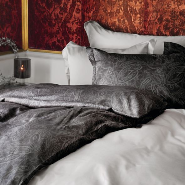 Egyptisk bomull sateng sengesett grå - 4