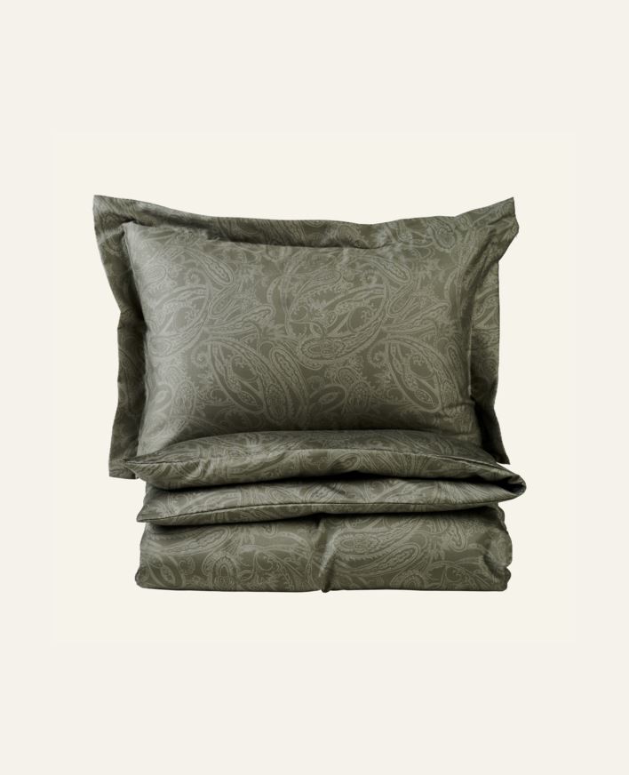 Egyptisk bomull sateng sengesett olivengrønn - 200x220 cm olivengrønn - 1