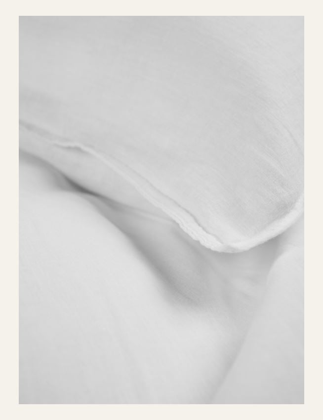 Lin & bomull sengesett hvit - 2