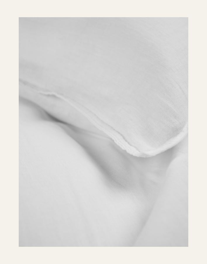 Lin & bomull sengesett hvit - 2