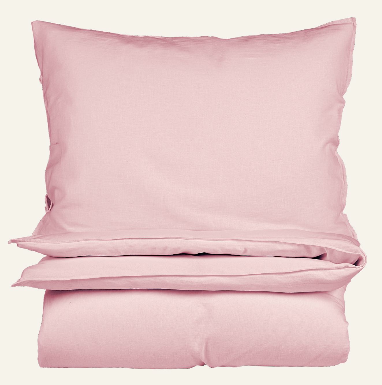 Lin & bomull sengesett pudderrosa - 140x220 cm pudderrosa - 1