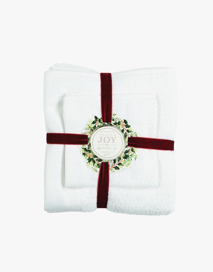 Joyful Holiday håndkle/klut hvit  - 30x30cm/2x 50x90cm hvit - 1