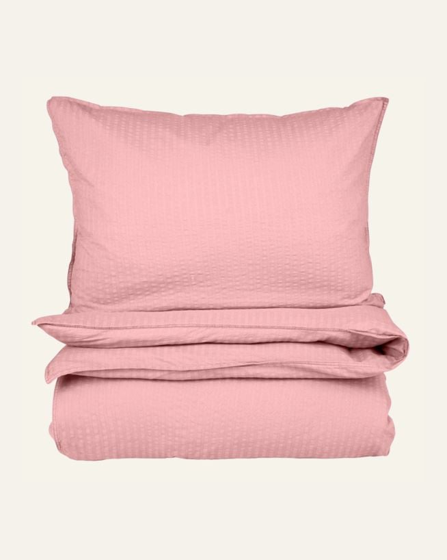 Krepp sengesett pudderrosa - 140x200 cm pudderrosa - 1