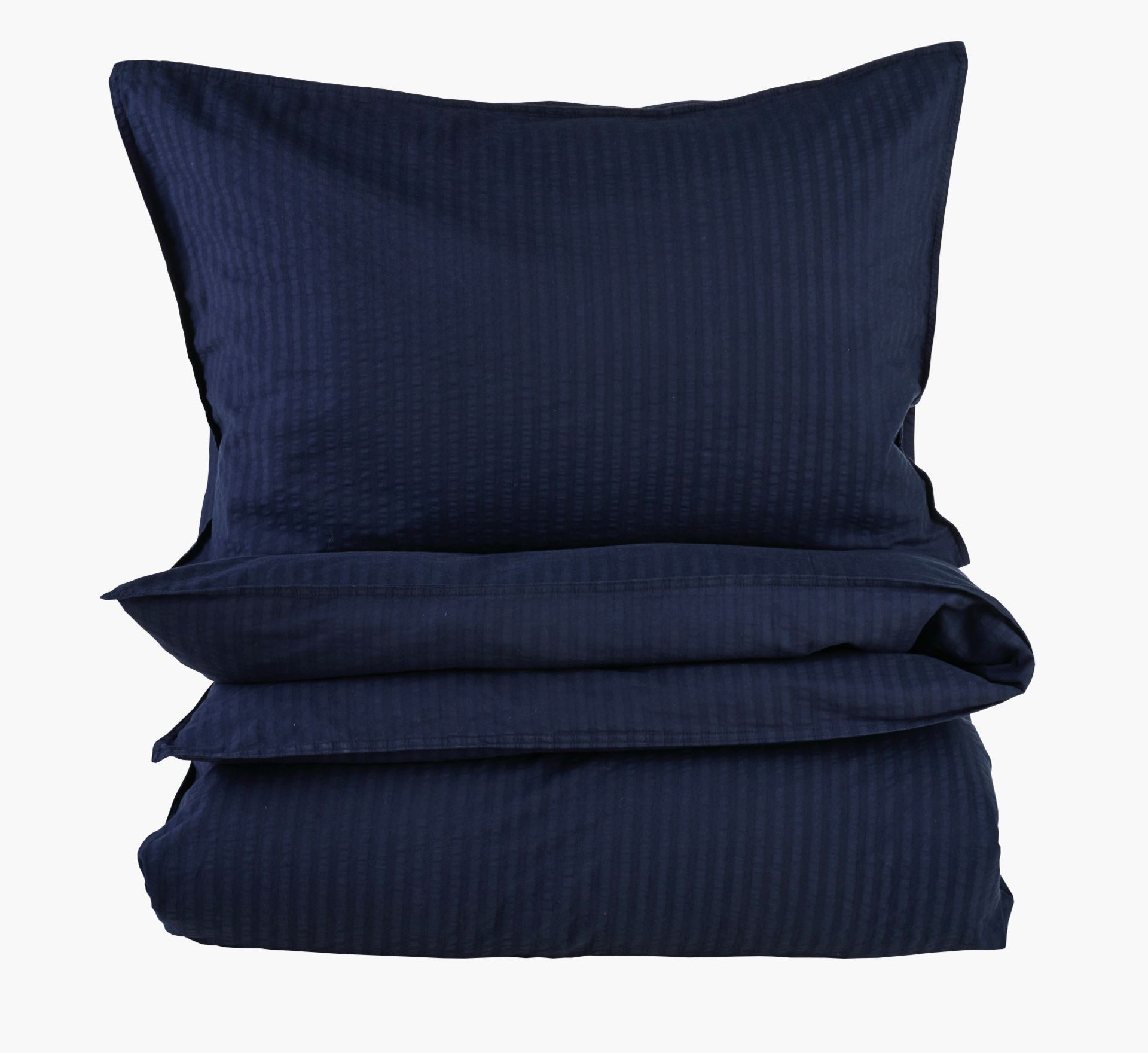 Krepp sengesett mørk blå - 140x200 cm mørk blå - 1