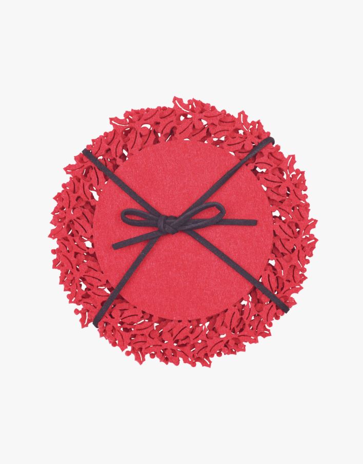 4 pk drikkebrikke rød - ø12 cm rød - 1