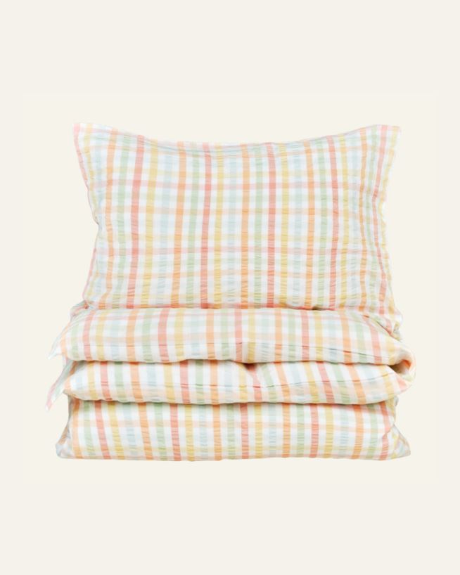 Garnfarget krepp sengesett multi - 140x200+50x70 cm multi - 1