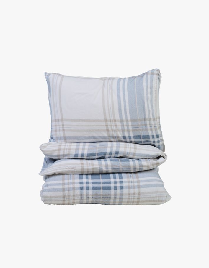 Flanell sengesett lys blå - 140x200+50x70 cm lys blå - 1