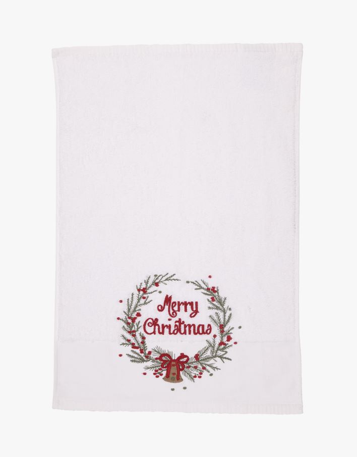Merry Christmas pyntehåndkle hvit  - 40x60 cm hvit - 1