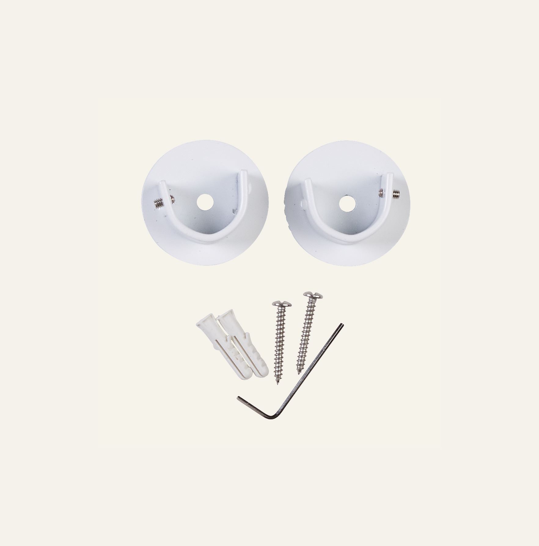 Innvendig fester for gardinstang hvit - 2