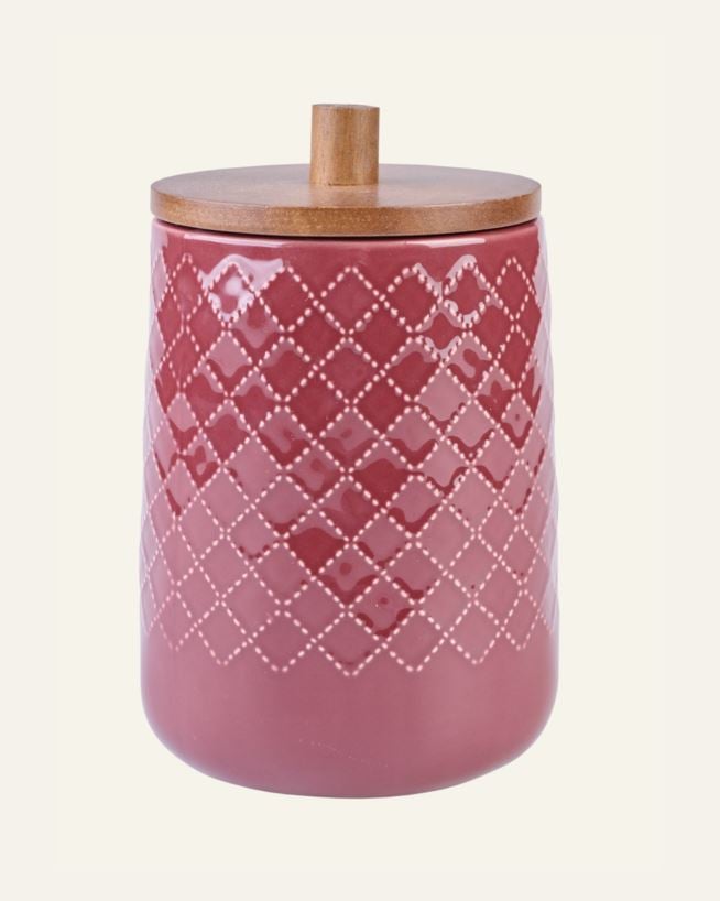 Oppbevaringskrukke mørk rød - 14x14x20,5 cm mørk rød - 1