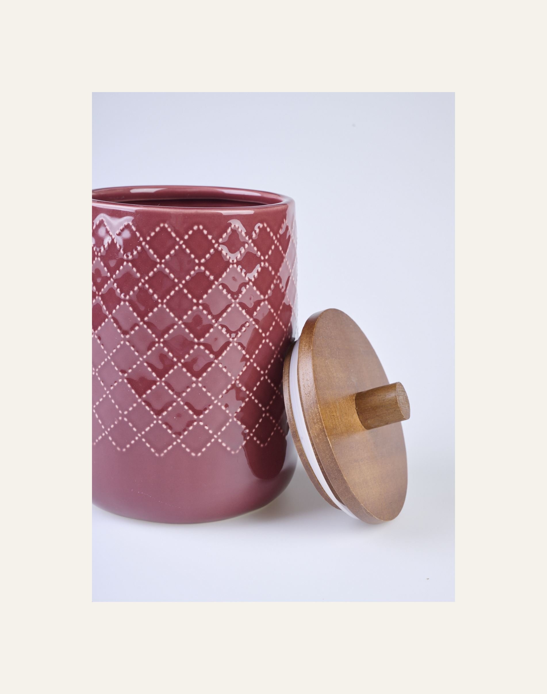 Oppbevaringskrukke mørk rød - 2