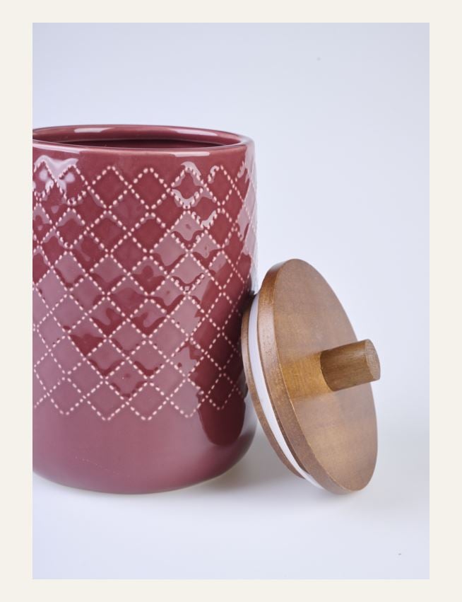 Oppbevaringskrukke mørk rød - 2