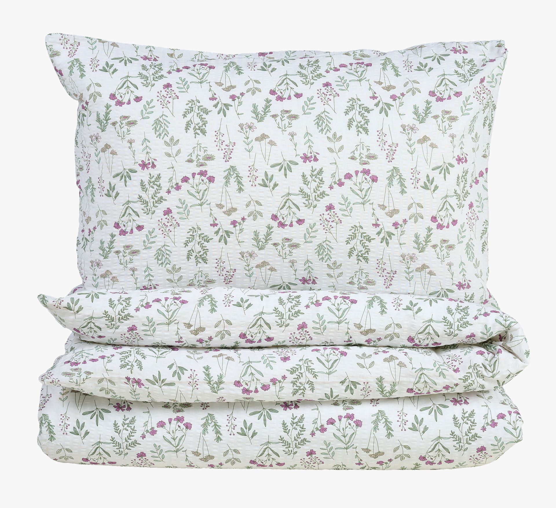 Krepp sengesett multi grønn - 140x220+50x70 cm multi grønn - 1